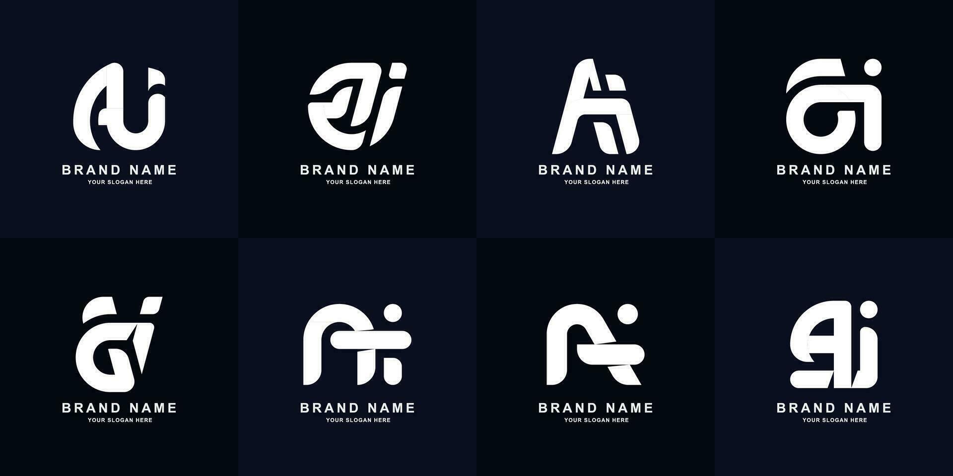 Collection letter A or Ai monogram logo design vector