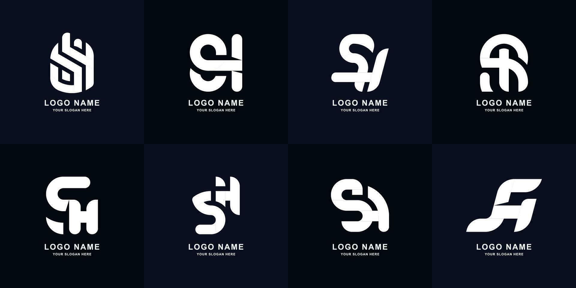 Collection letter SH or HS monogram logo design vector
