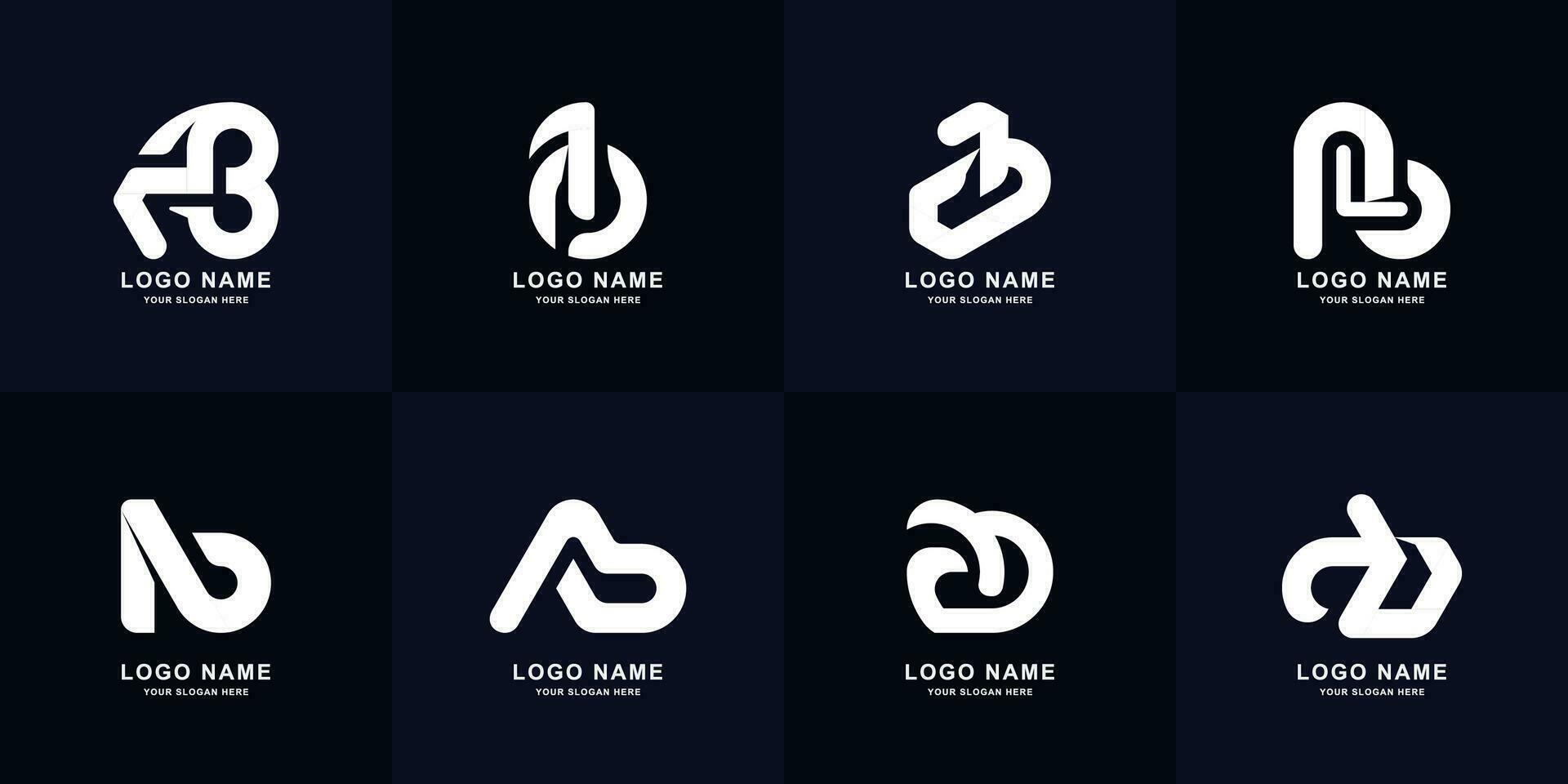 Collection letter AB or BA monogram logo design vector
