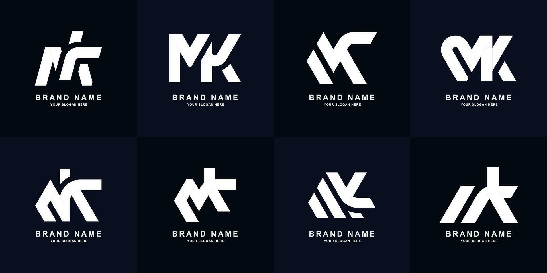 Collection letter MK or KM monogram logo design vector