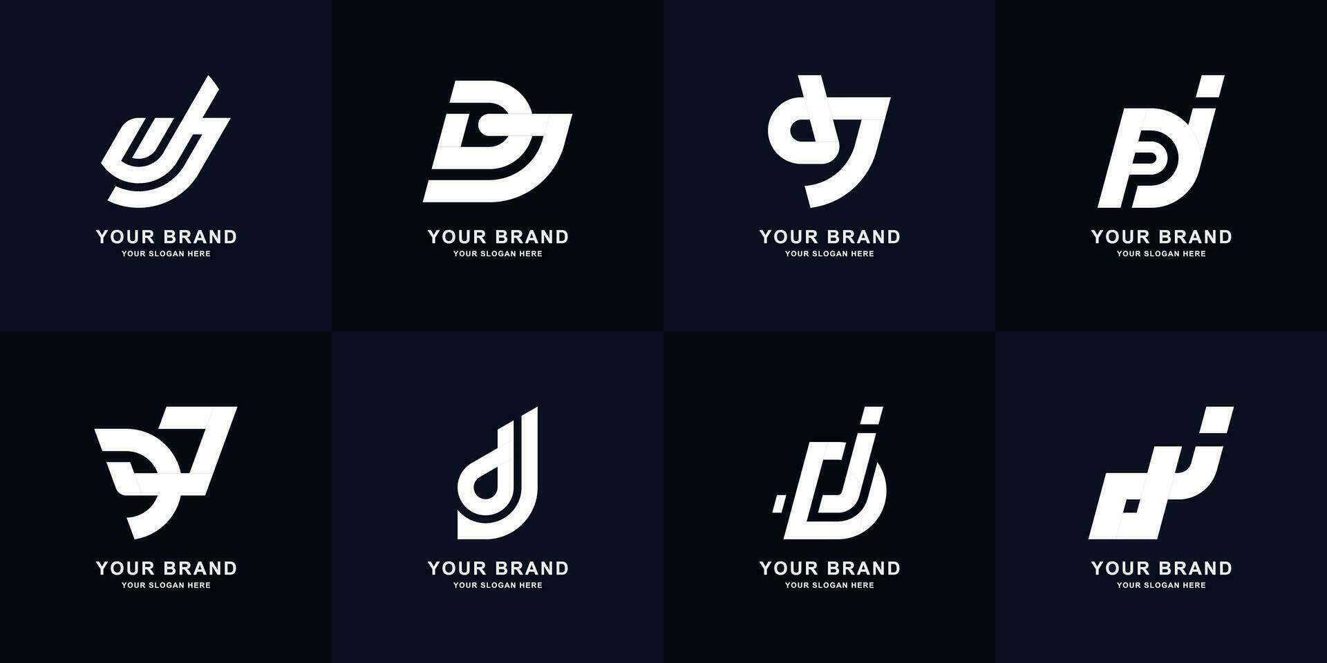 Collection letter DJ or JD monogram logo design vector