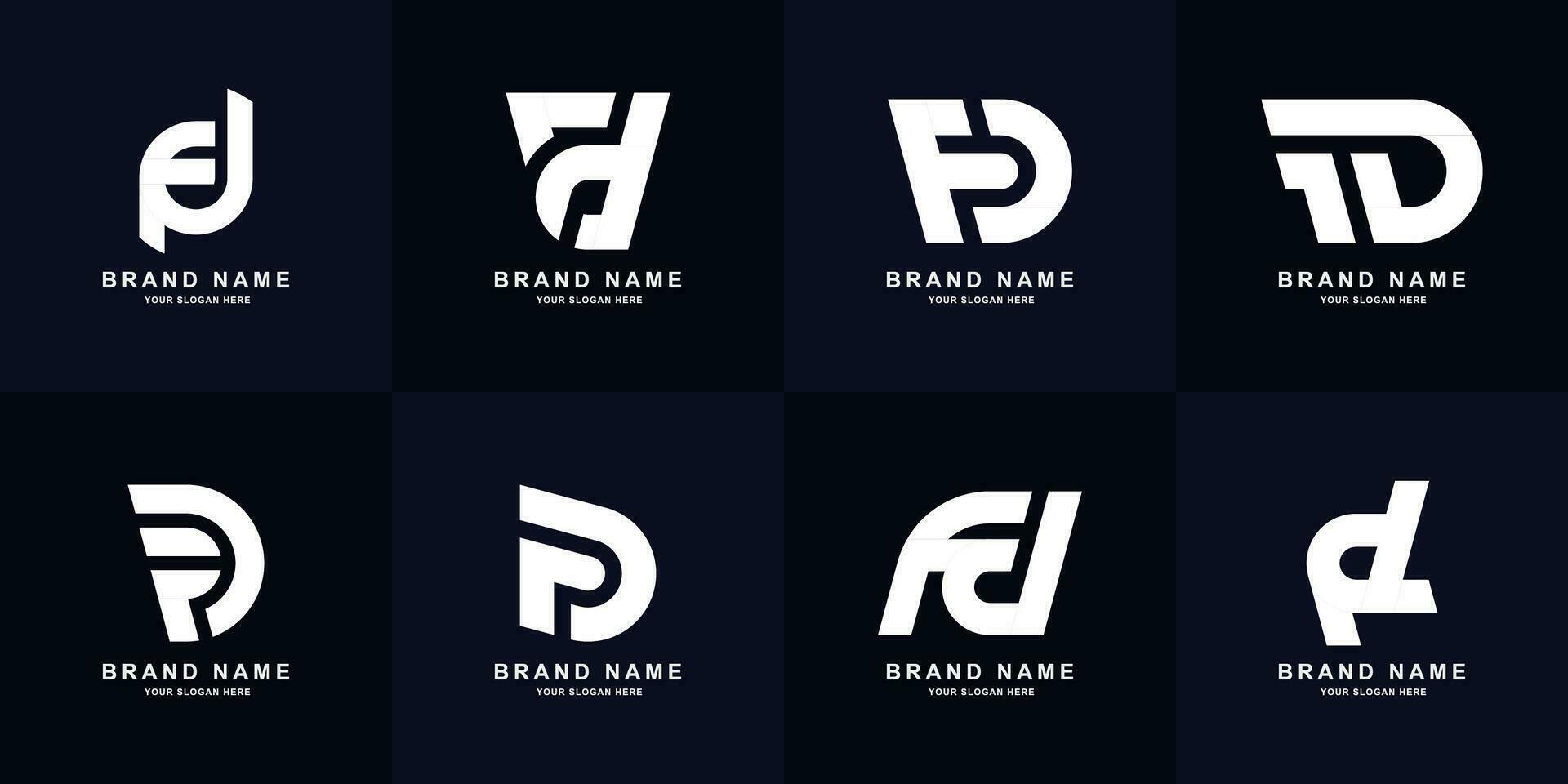 Collection letter FD or DF monogram logo design vector