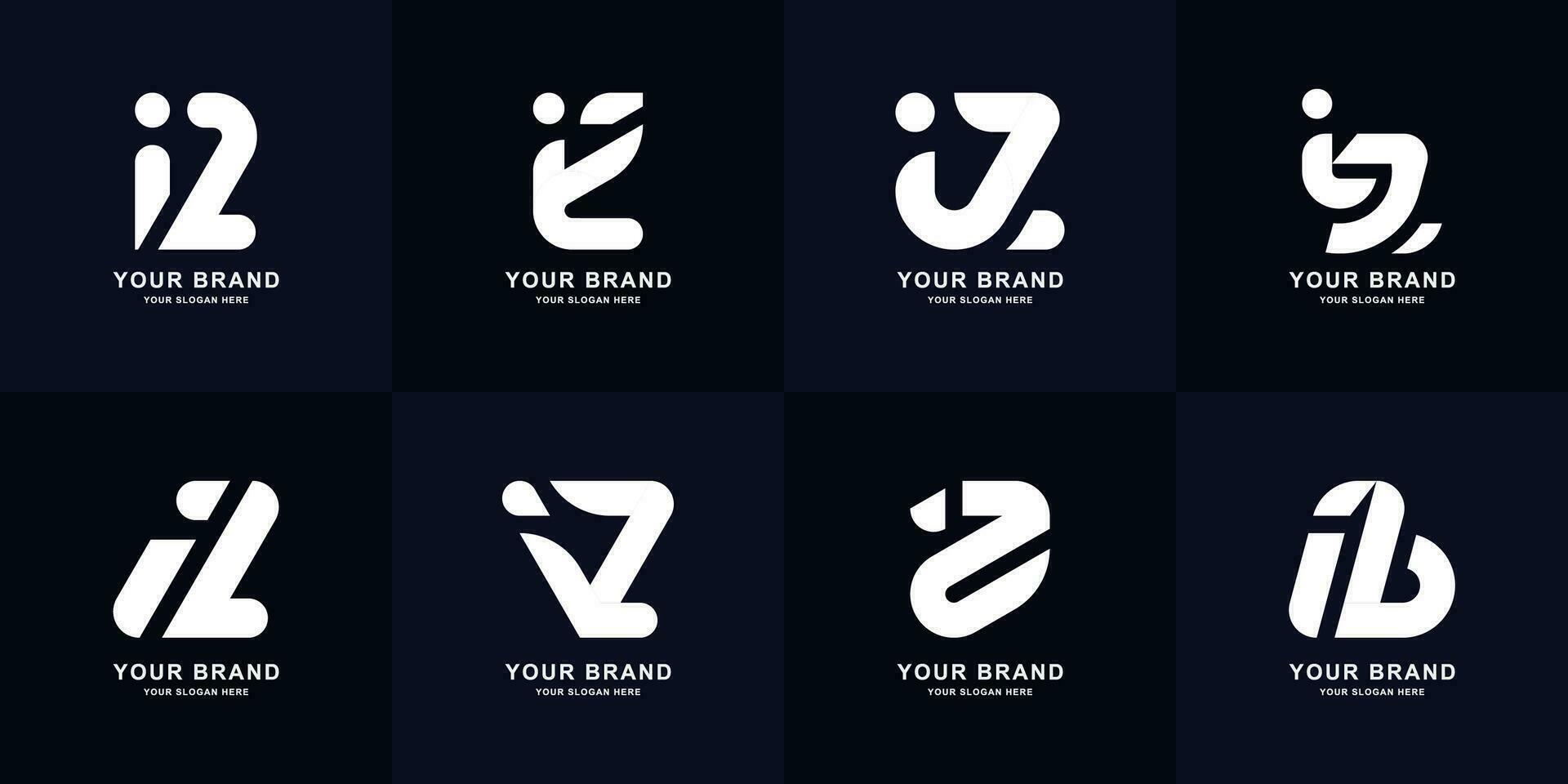 Collection letter iZ or Zi monogram logo design vector