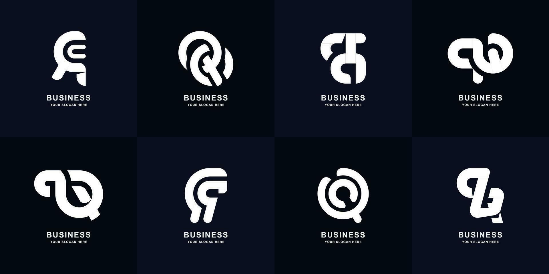 Collection letter QQ or QR monogram logo design vector