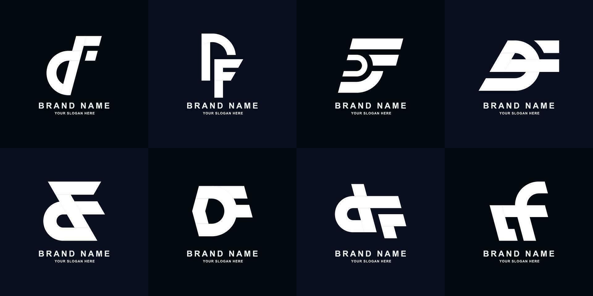 Collection letter DF or FD monogram logo design vector