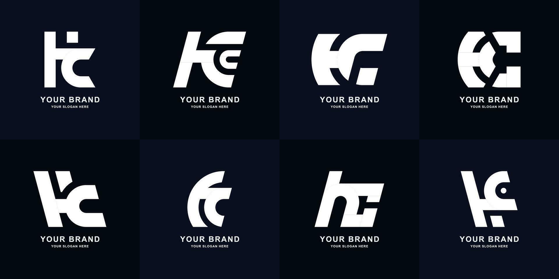 Collection letter HC or CH monogram logo design vector