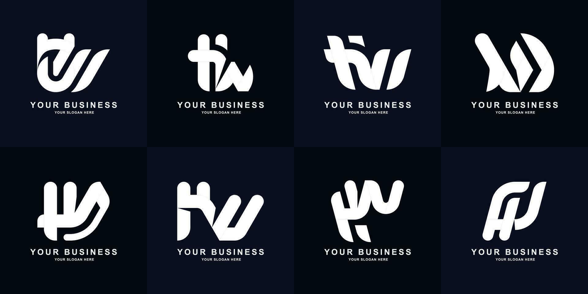 Collection letter HW or WH monogram logo design vector