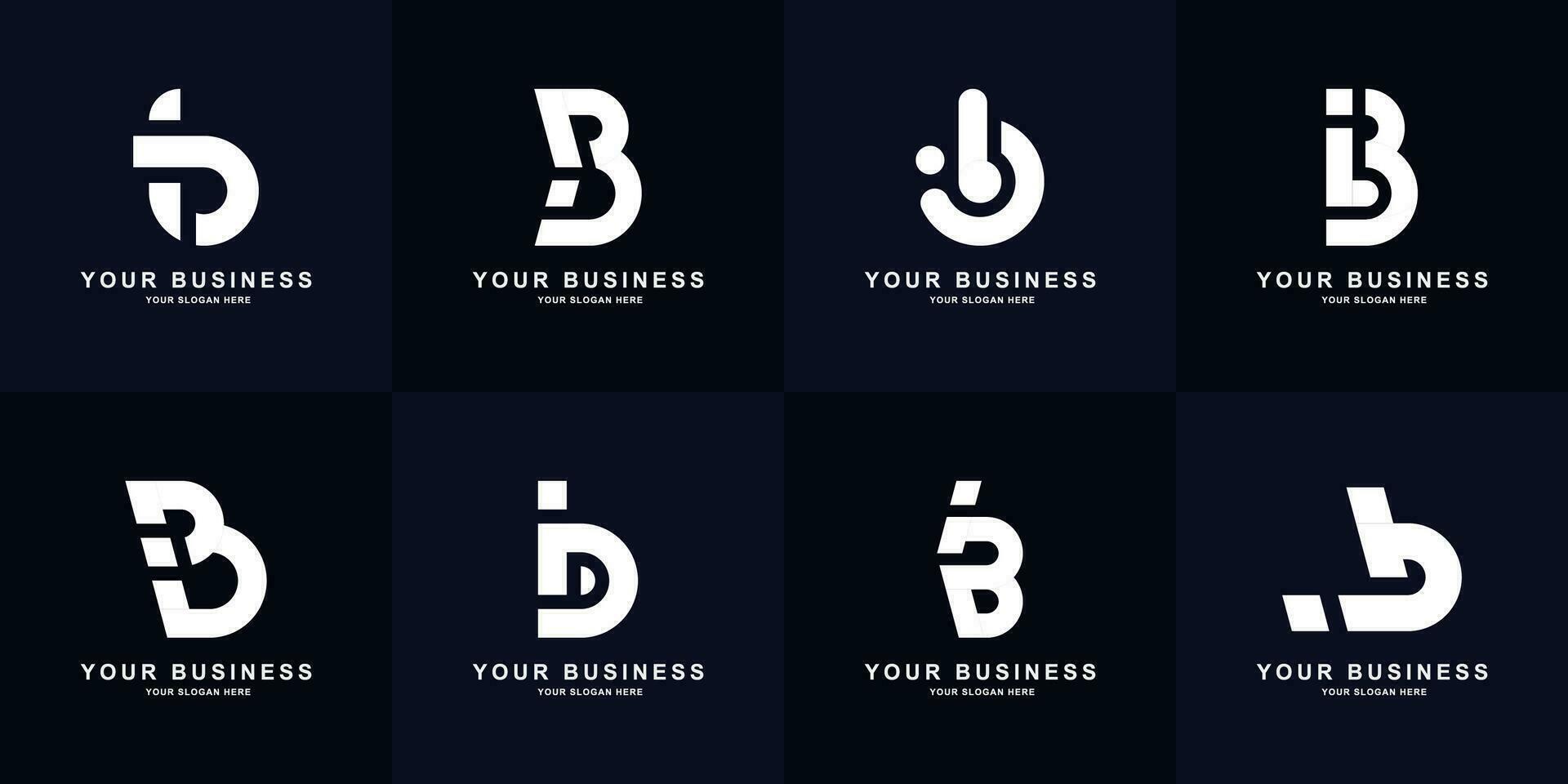 Collection letter iB or Bi monogram logo design vector