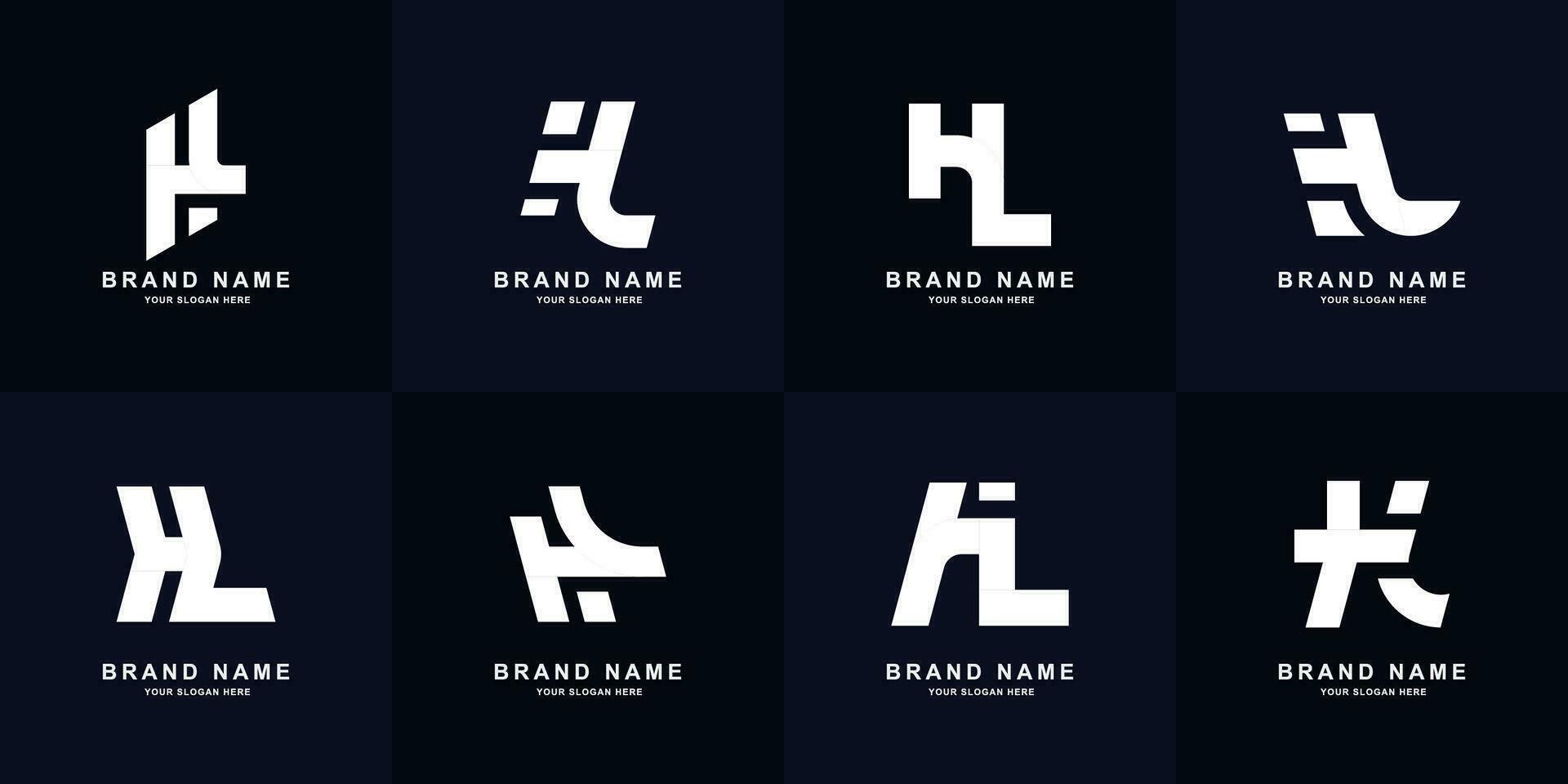 Collection letter HL or LH monogram logo design vector