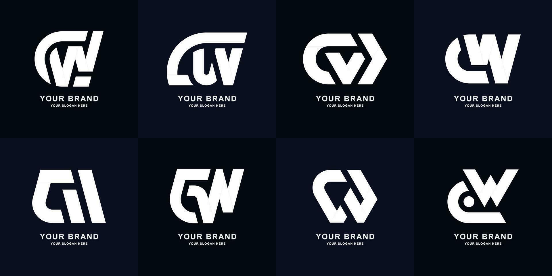 Collection letter CW or WC monogram logo design vector