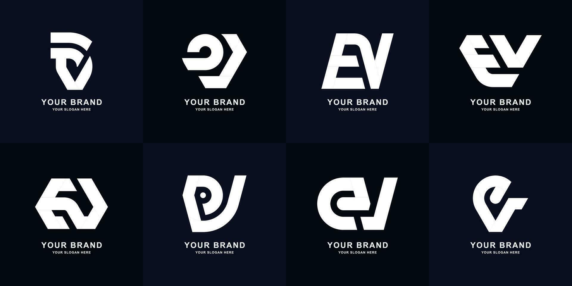 Collection letter EV or VE monogram logo design vector