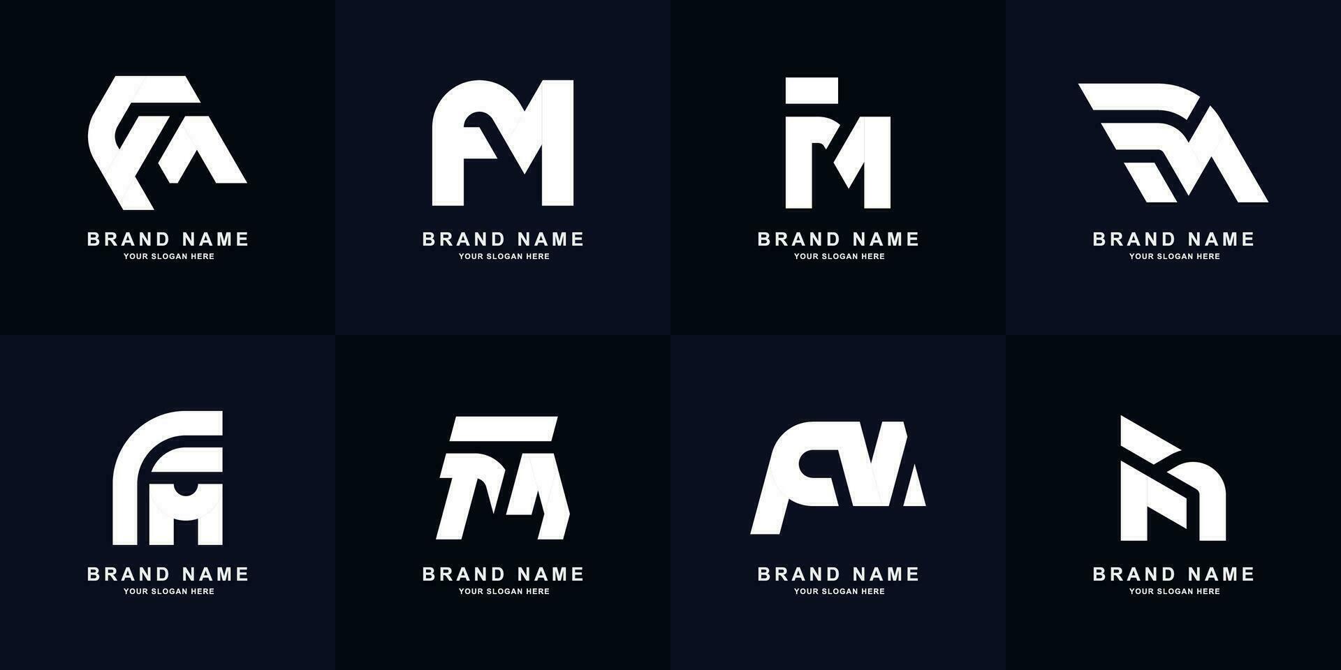 colección letra fm o mf monograma logo diseño vector