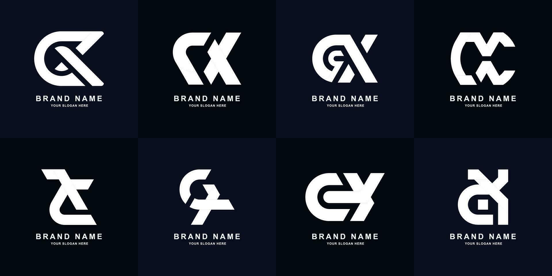 Collection letter CX or XC monogram logo design vector