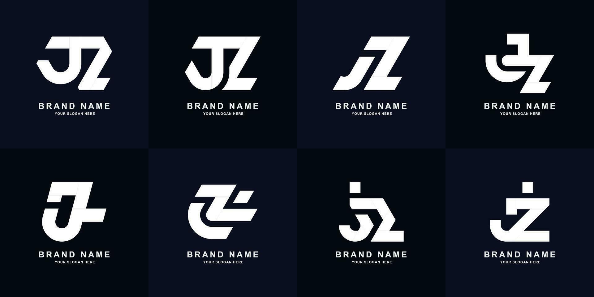 Collection letter JZ or ZJ monogram logo design vector