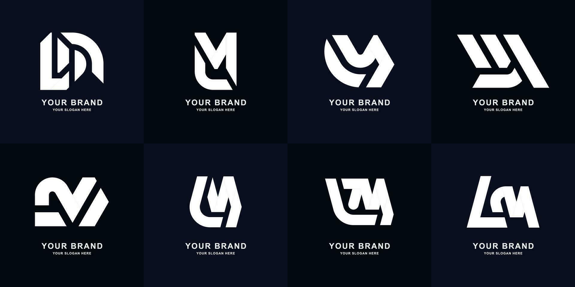 colección letra lm o ml monograma logo diseño vector