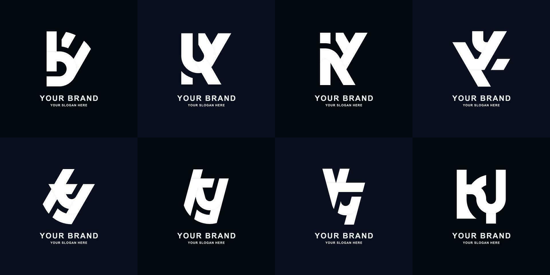 Collection letter KY or YK monogram logo design vector