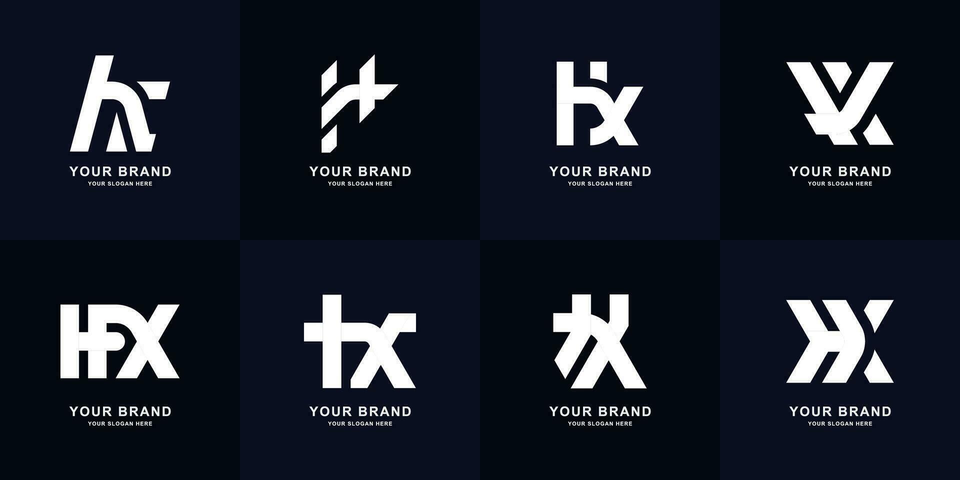 Collection letter HX or XH monogram logo design vector