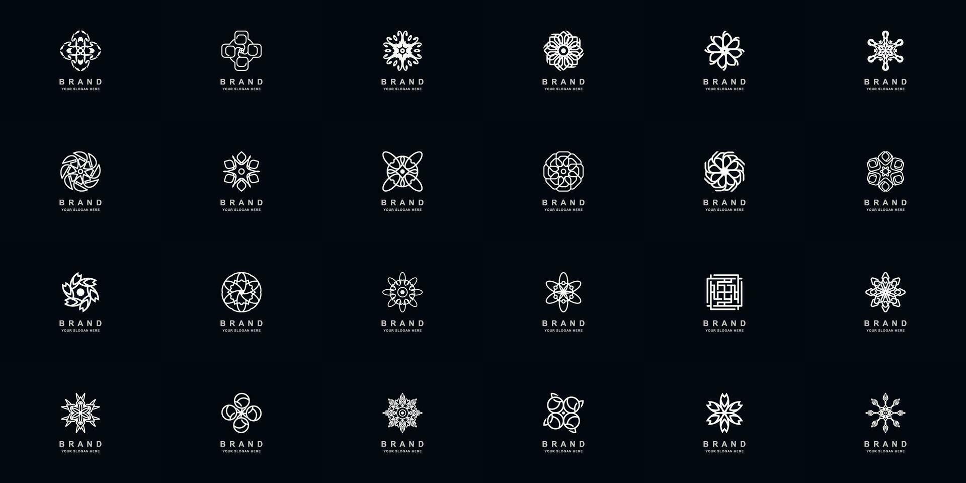 Collection full set abstract ornament or flower logo template design vector