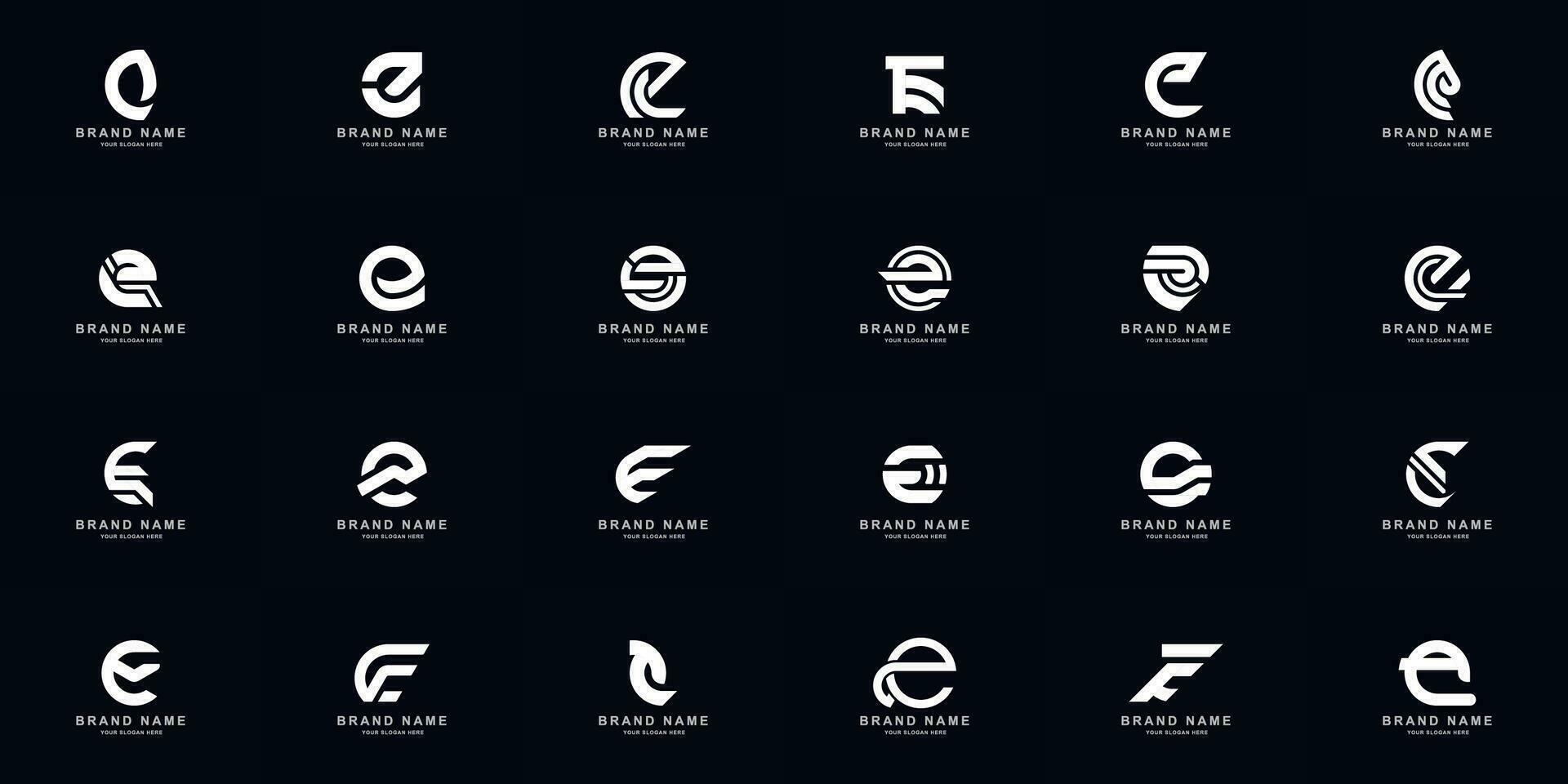 Collection full set abstract letter E monogram logo design vector