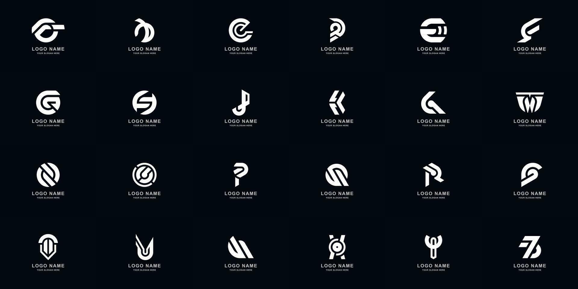 colección lleno conjunto resumen letra un - z monograma logo modelo diseño vector