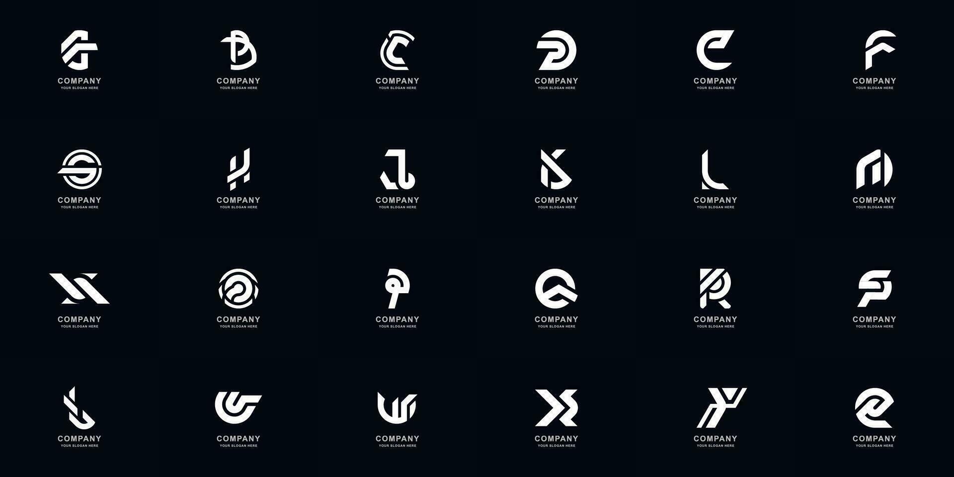 colección lleno conjunto resumen letra un - z monograma logo modelo diseño vector