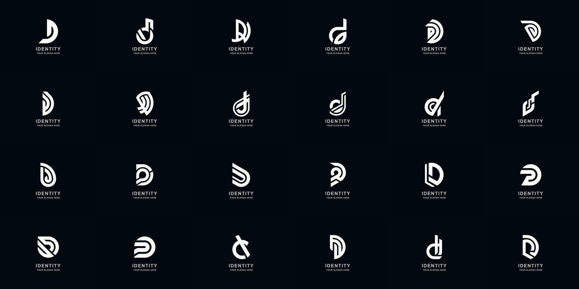 Collection full set abstract letter D or DD monogram logo design vector