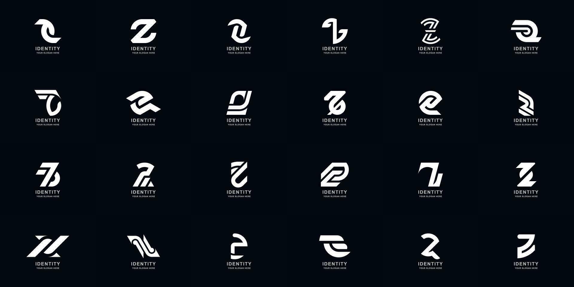 colección lleno conjunto resumen letra z monograma logo diseño vector