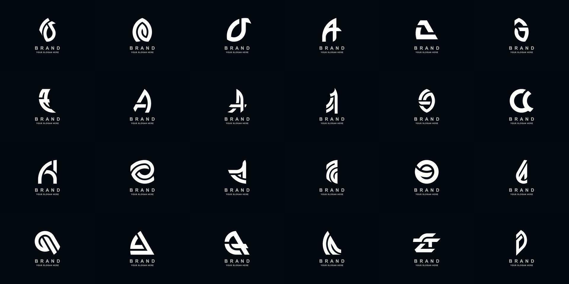 Collection full set abstract letter A or AA monogram logo design vector