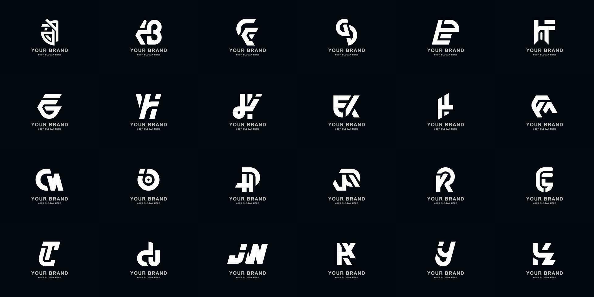 colección lleno conjunto resumen combinar letra un - z monograma logo diseño vector