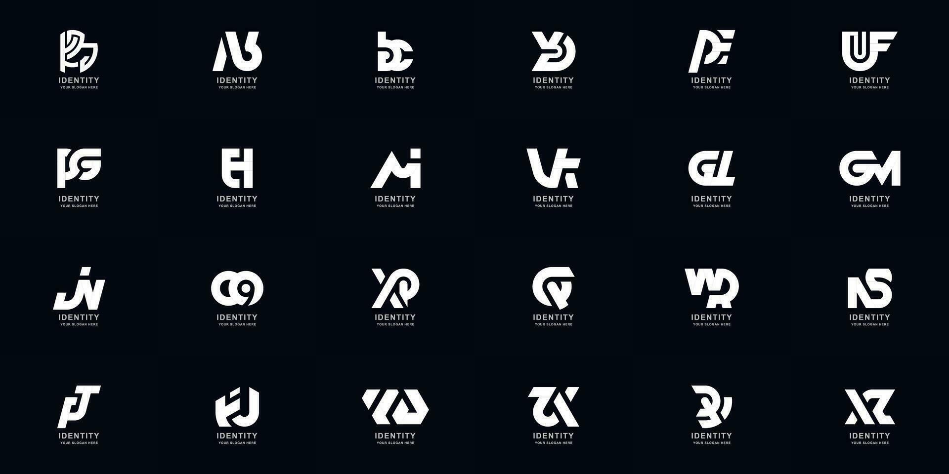 colección lleno conjunto resumen combinar letra un - z monograma logo diseño vector