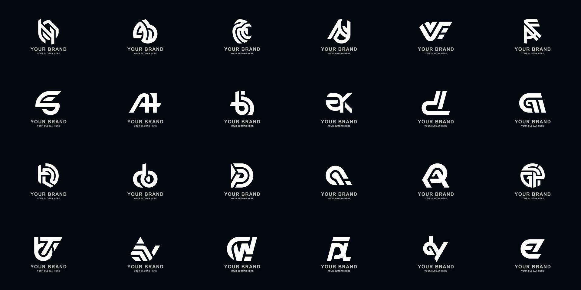 colección lleno conjunto resumen combinar letra un - z monograma logo diseño vector