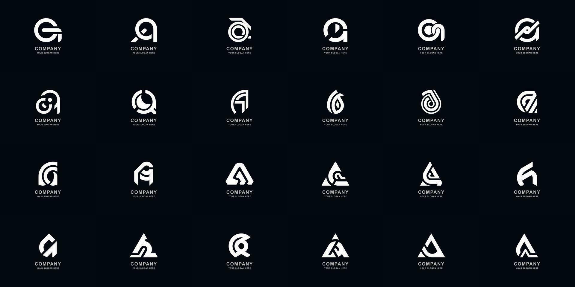 Collection full set abstract letter A or AA monogram logo design vector