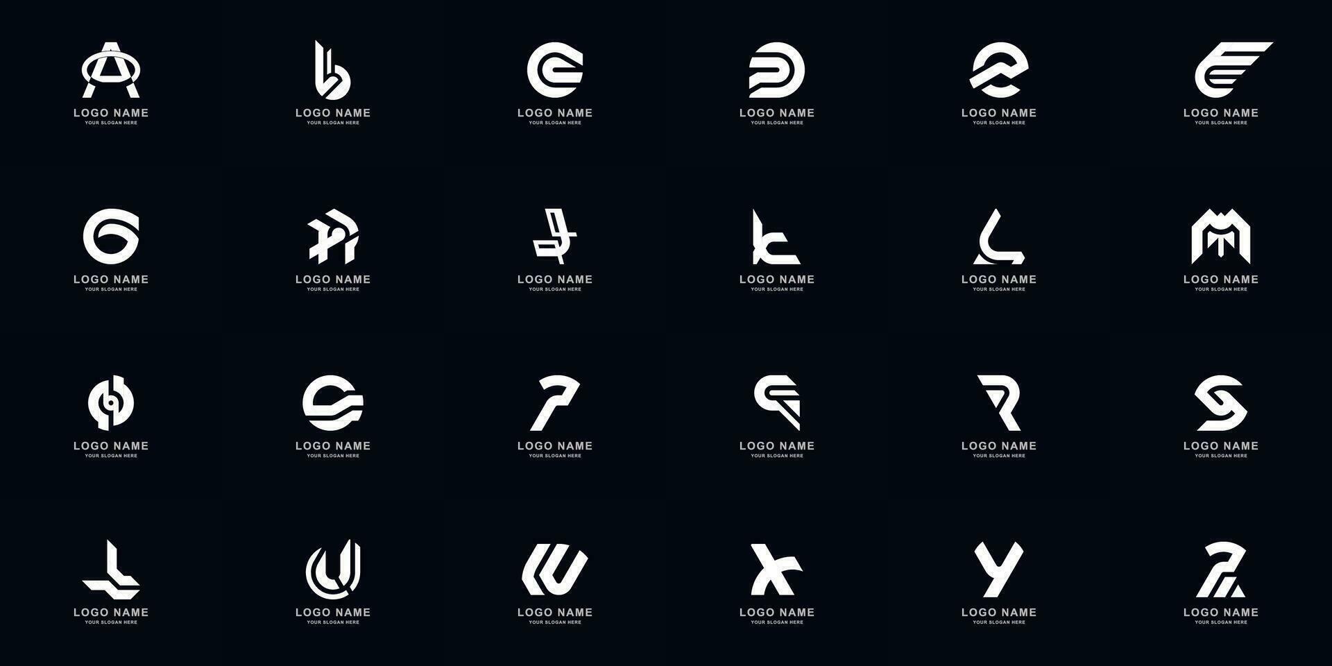 colección lleno conjunto resumen letra un - z monograma logo modelo diseño vector