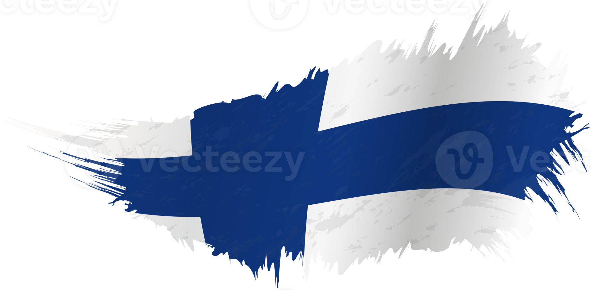 Flag of Finland in grunge style with waving effect. png