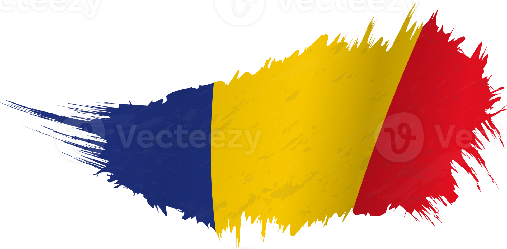 Flag of Romania in grunge style with waving effect. png