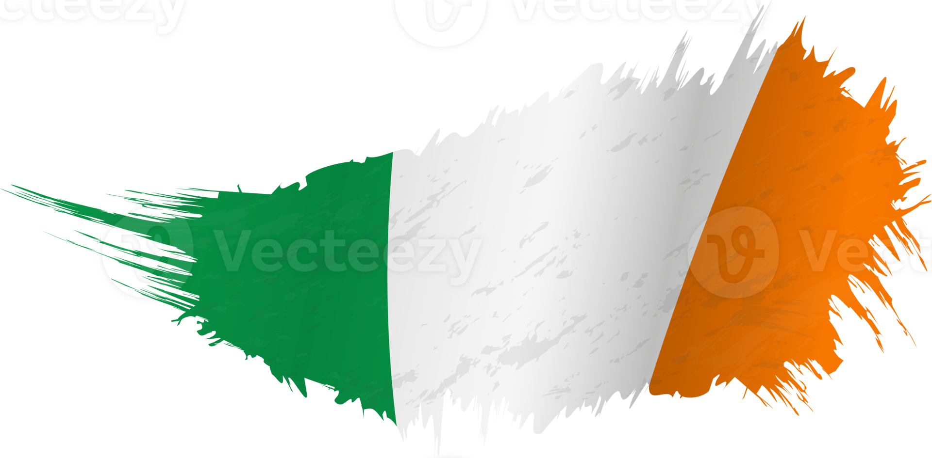 Flag of Ireland in grunge style with waving effect. png