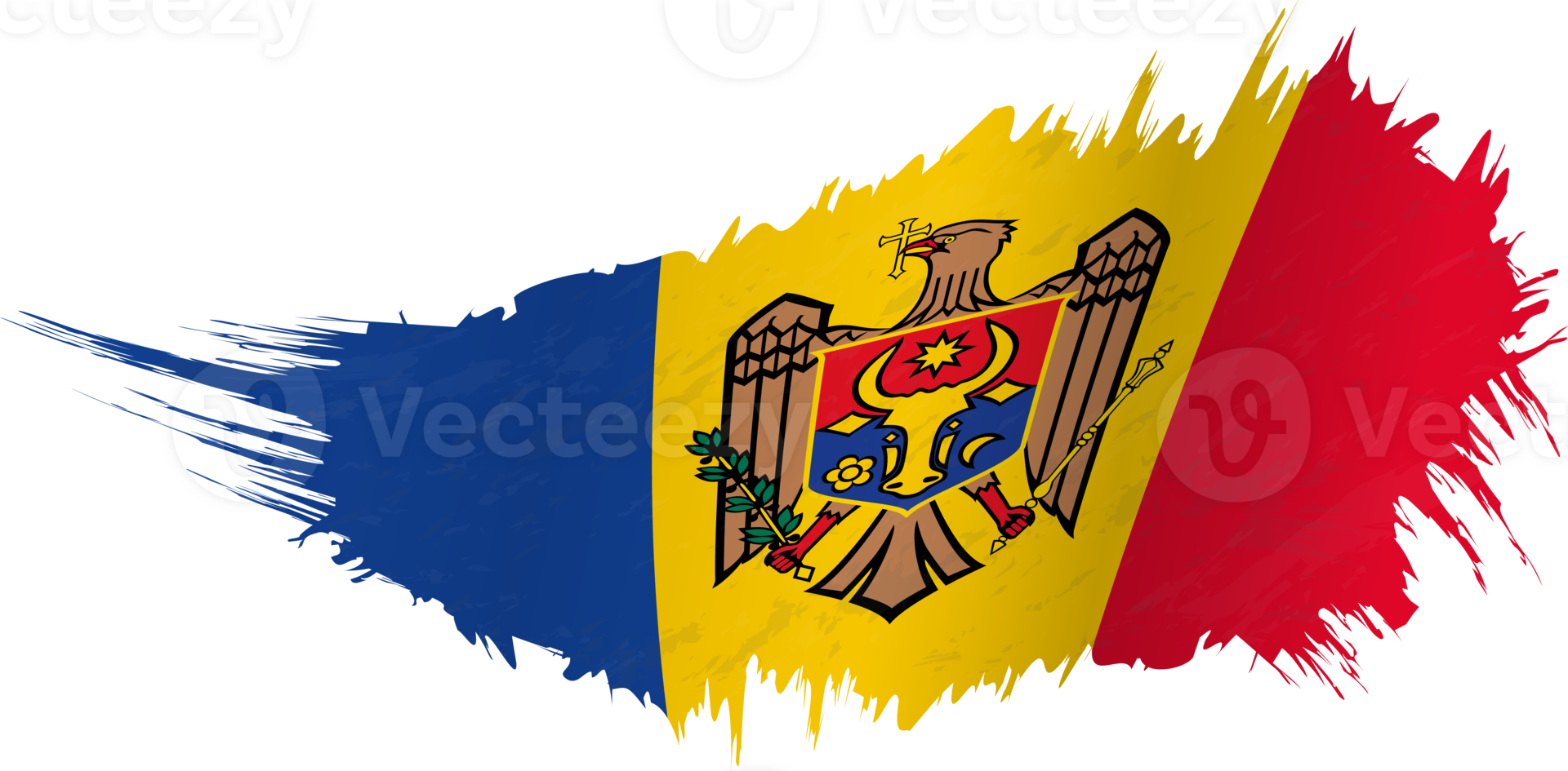 Flag of Moldova in grunge style with waving effect. png