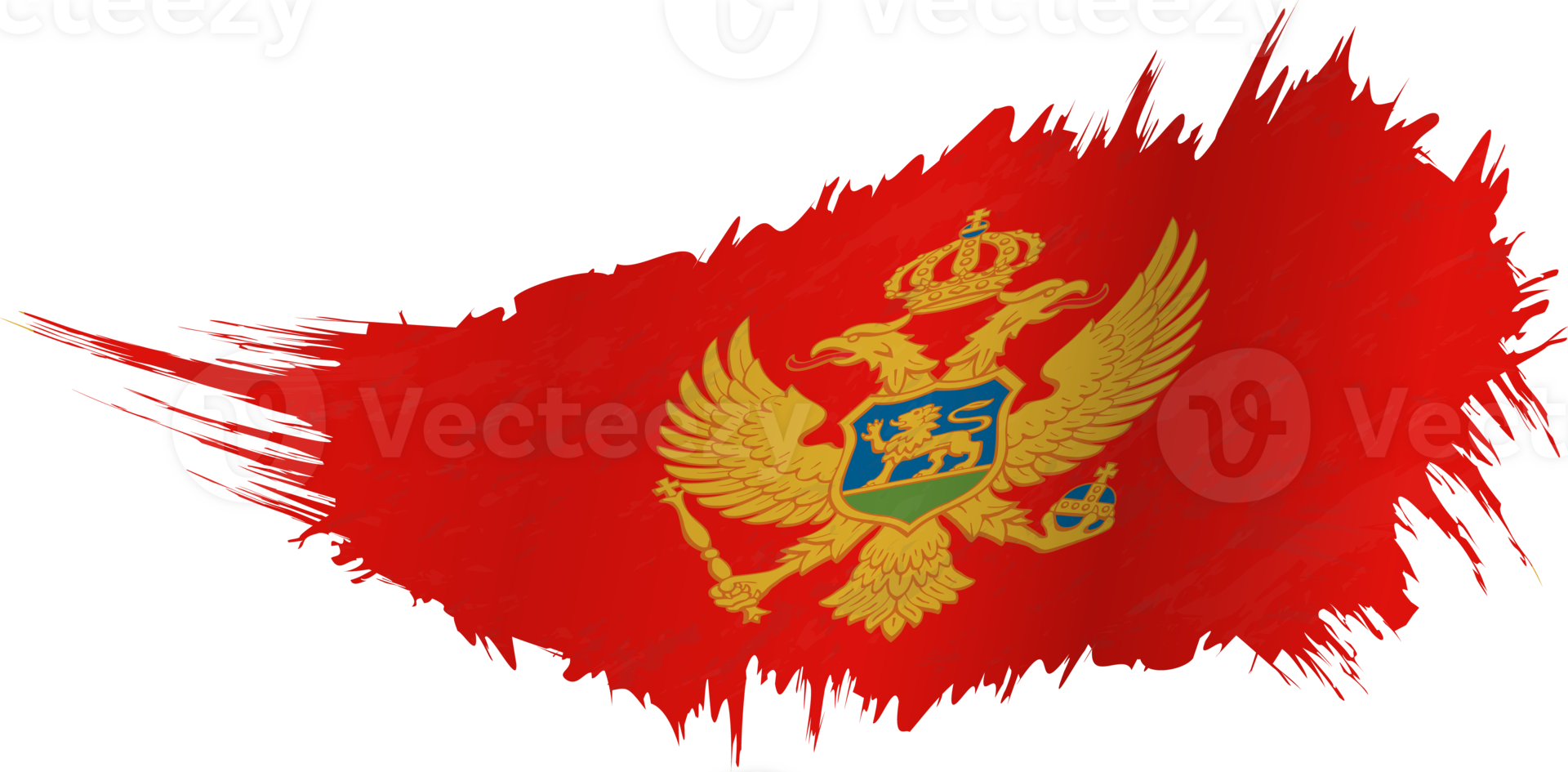 Flag of Montenegro in grunge style with waving effect. png