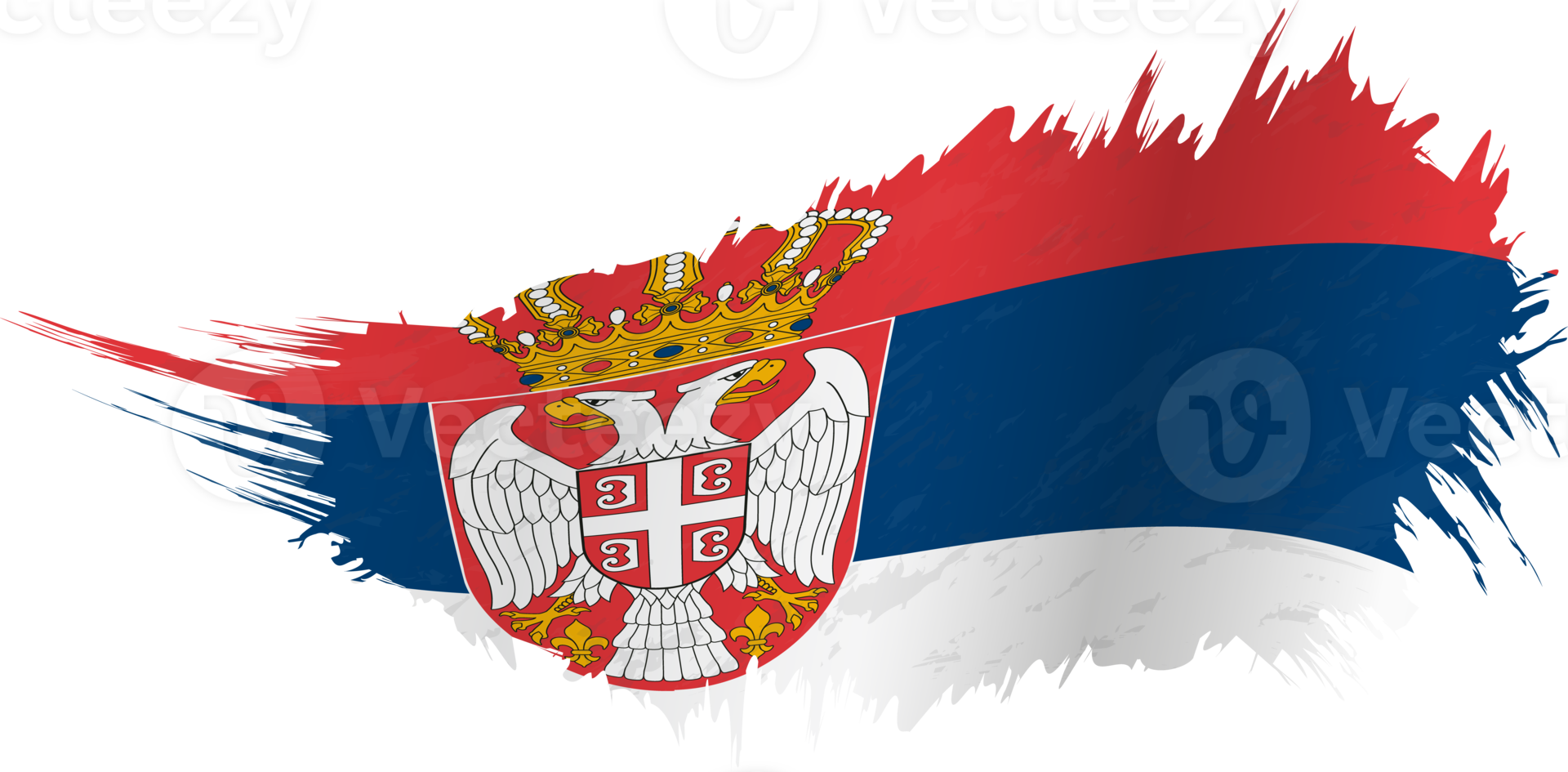 Flag of Serbia in grunge style with waving effect. png