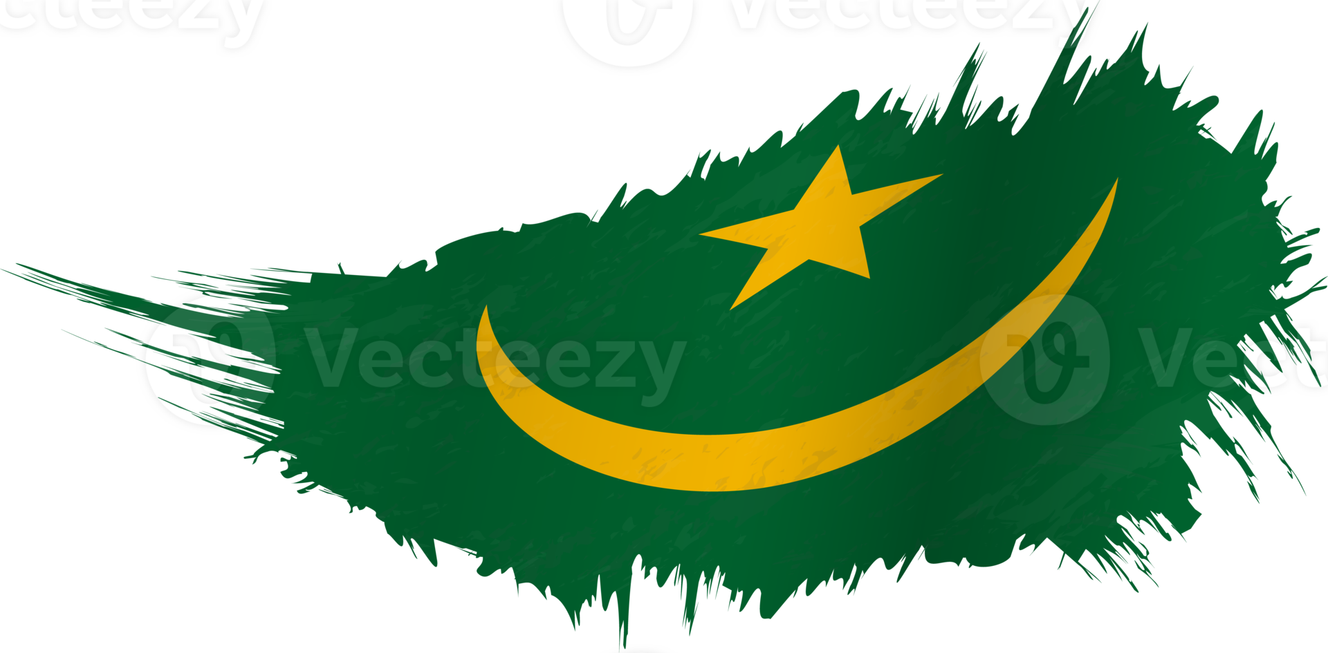 Flag of Mauritania in grunge style with waving effect. png