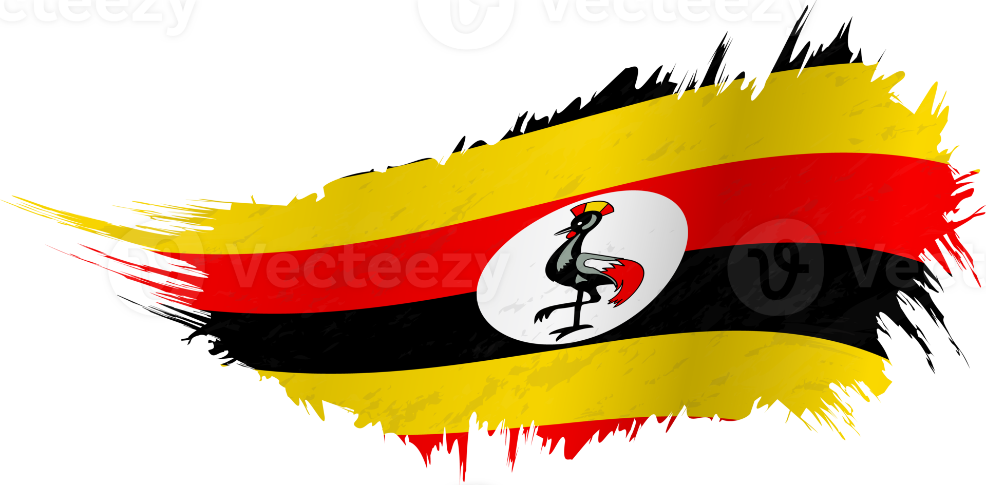 Flag of Uganda in grunge style with waving effect. png