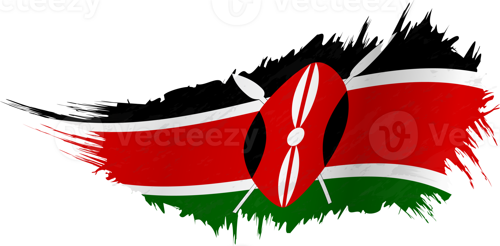 Flag of Kenya in grunge style with waving effect. png