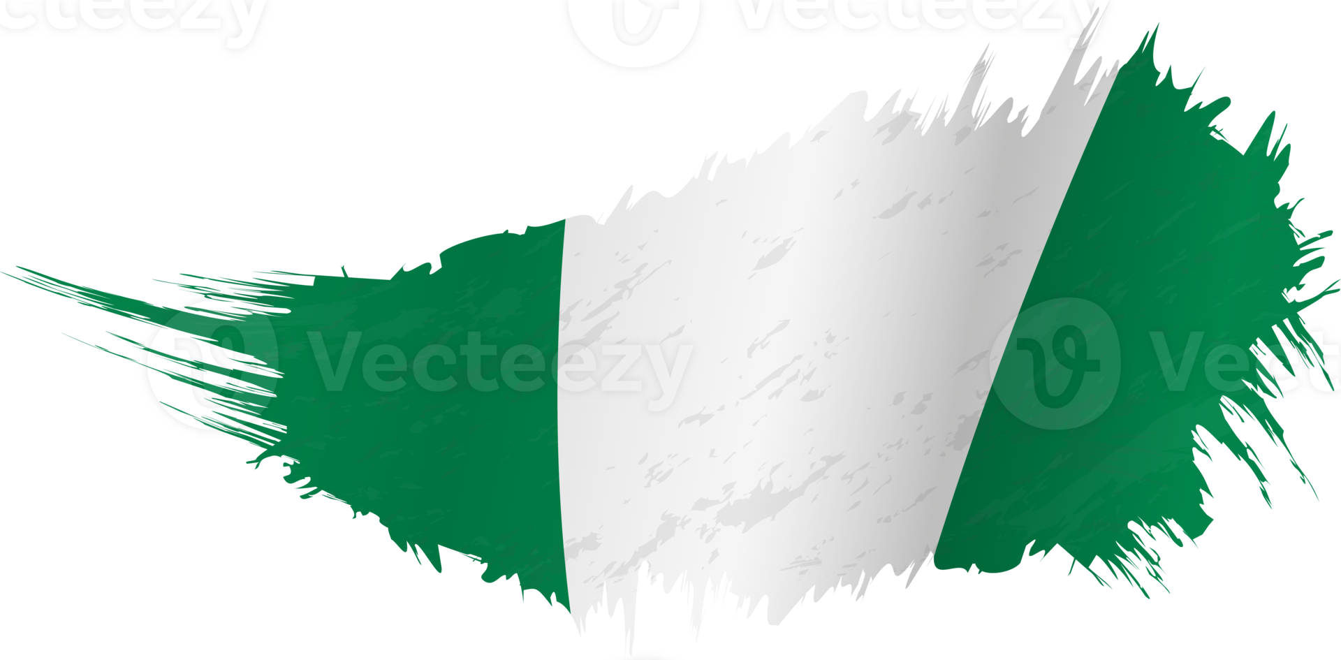 Flag of Nigeria in grunge style with waving effect. png