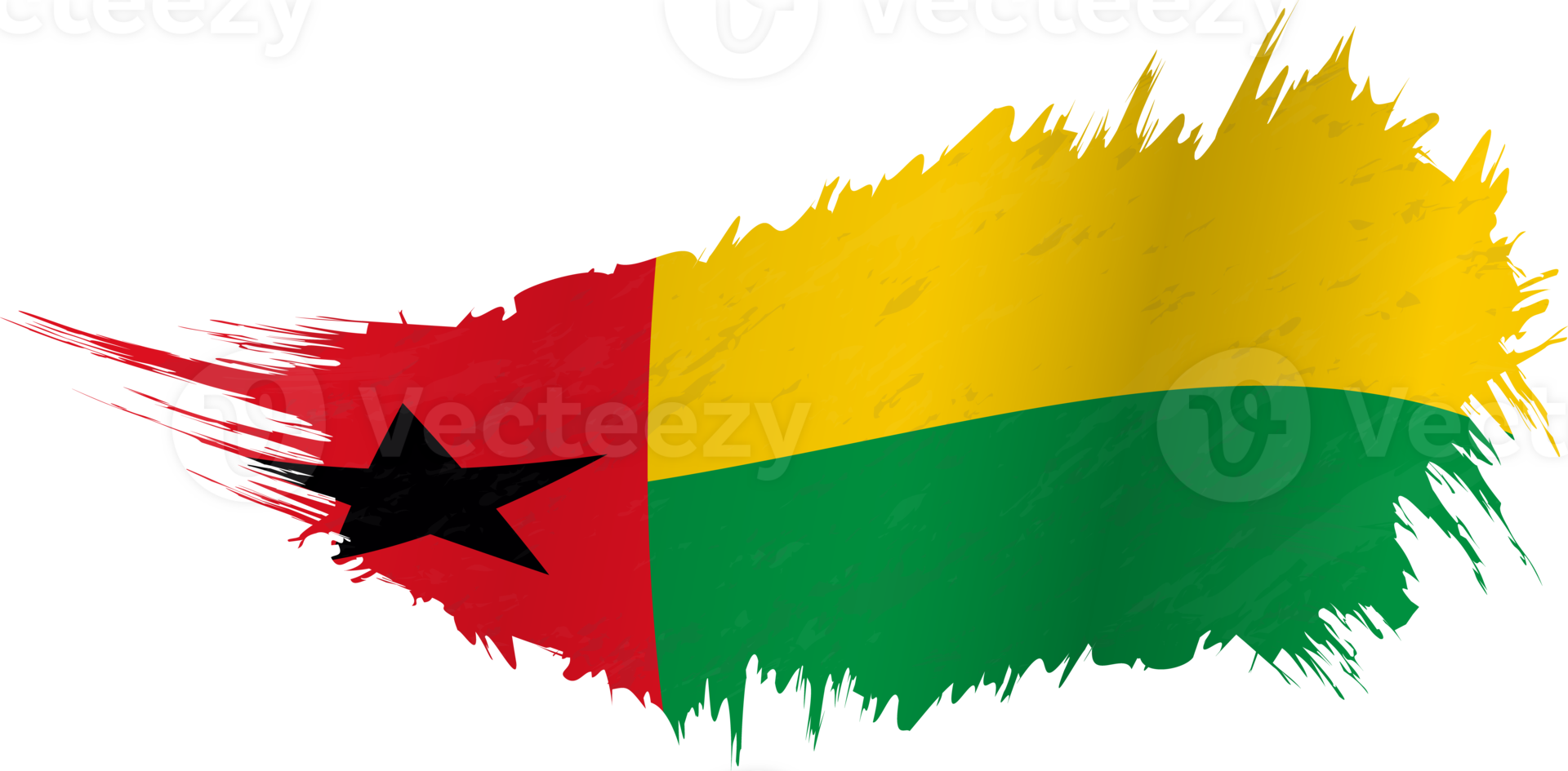 Flag of Guinea-Bissau in grunge style with waving effect. png