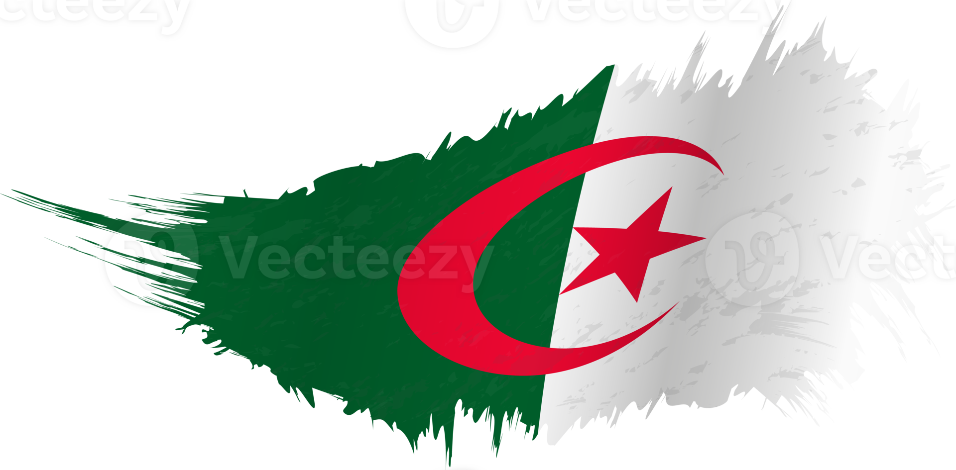 Flag of Algeria in grunge style with waving effect. png