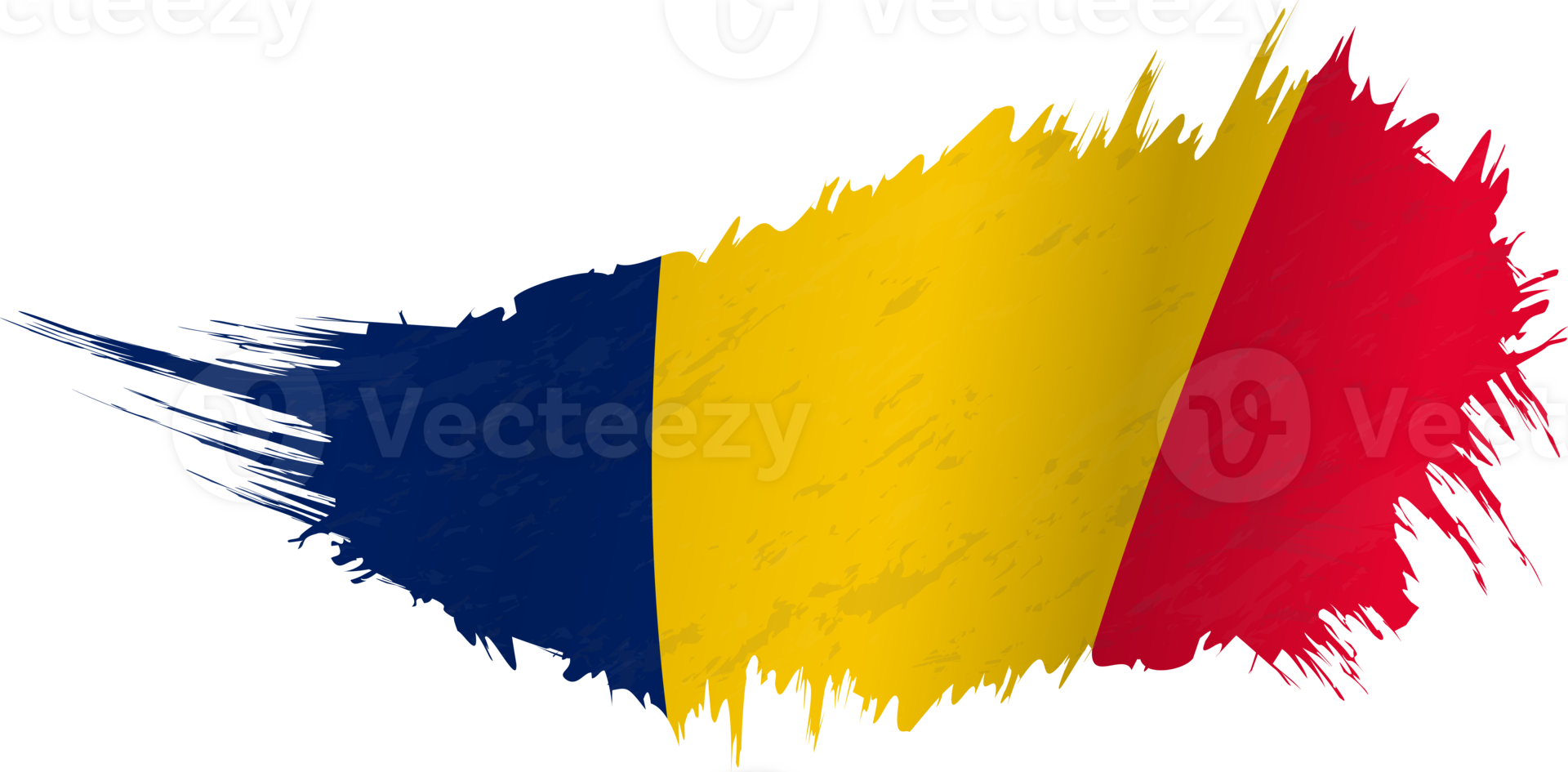 Flag of Chad in grunge style with waving effect. png