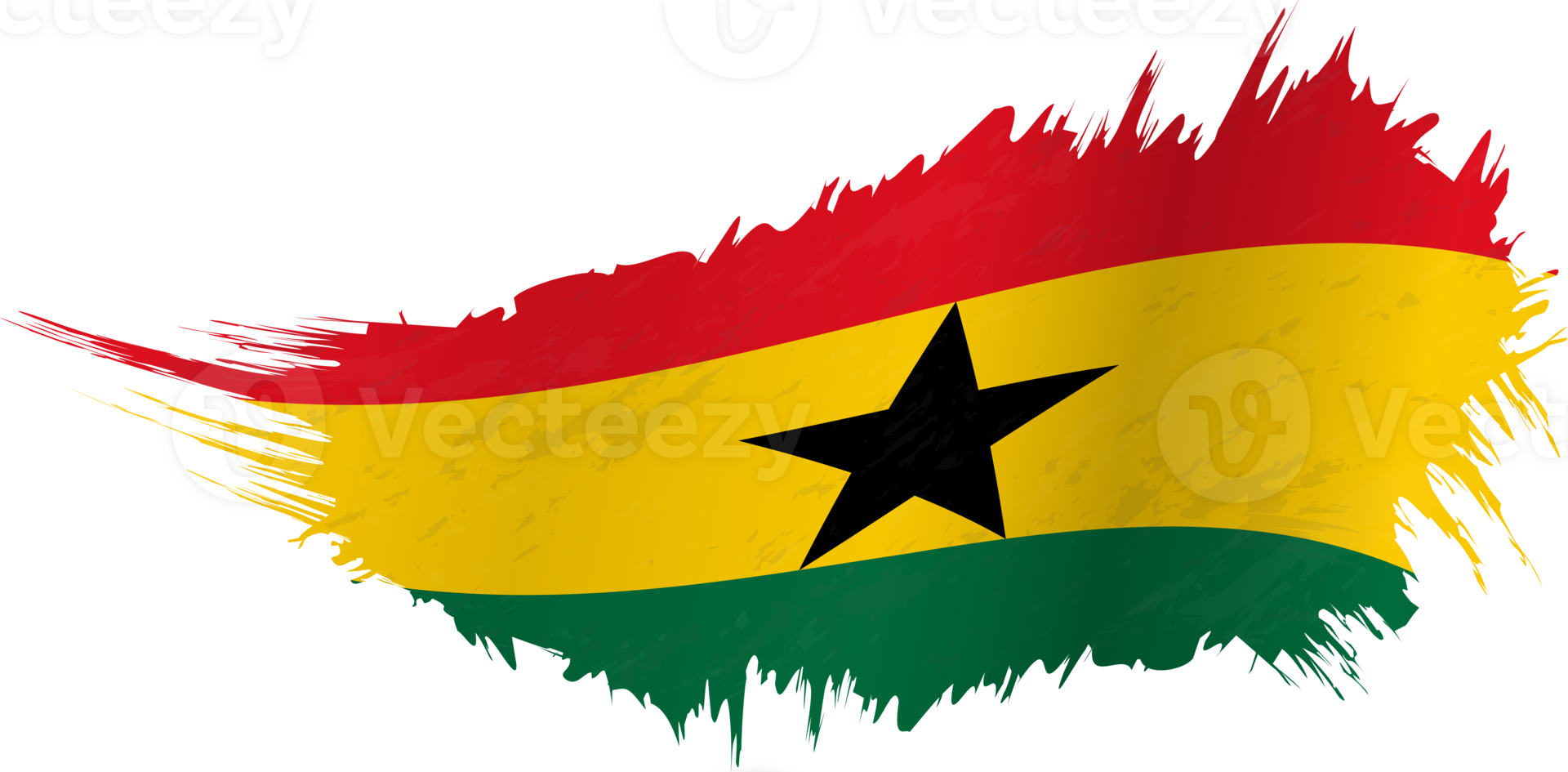 Flag of Ghana in grunge style with waving effect. png