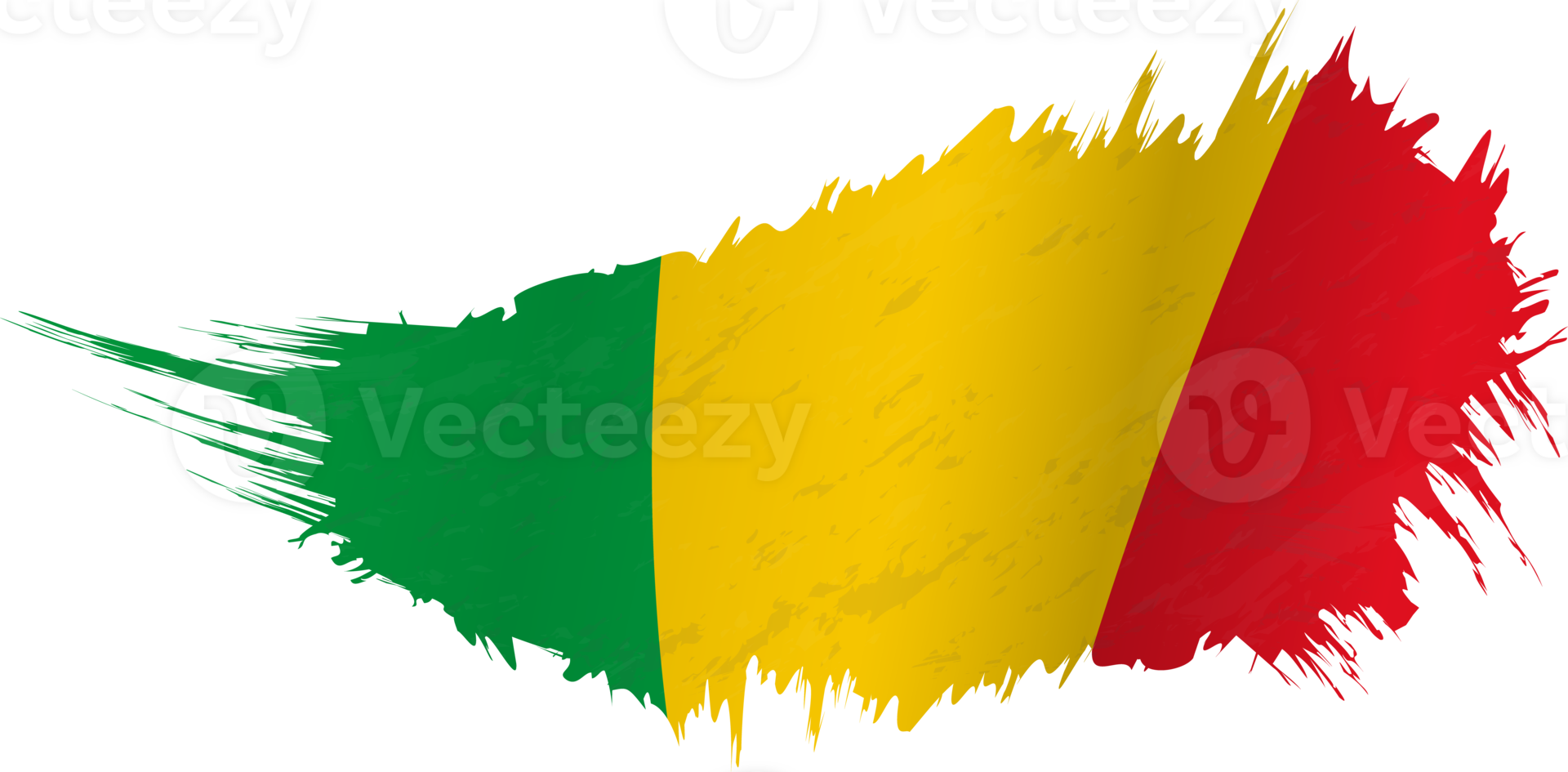 Flag of Mali in grunge style with waving effect. png
