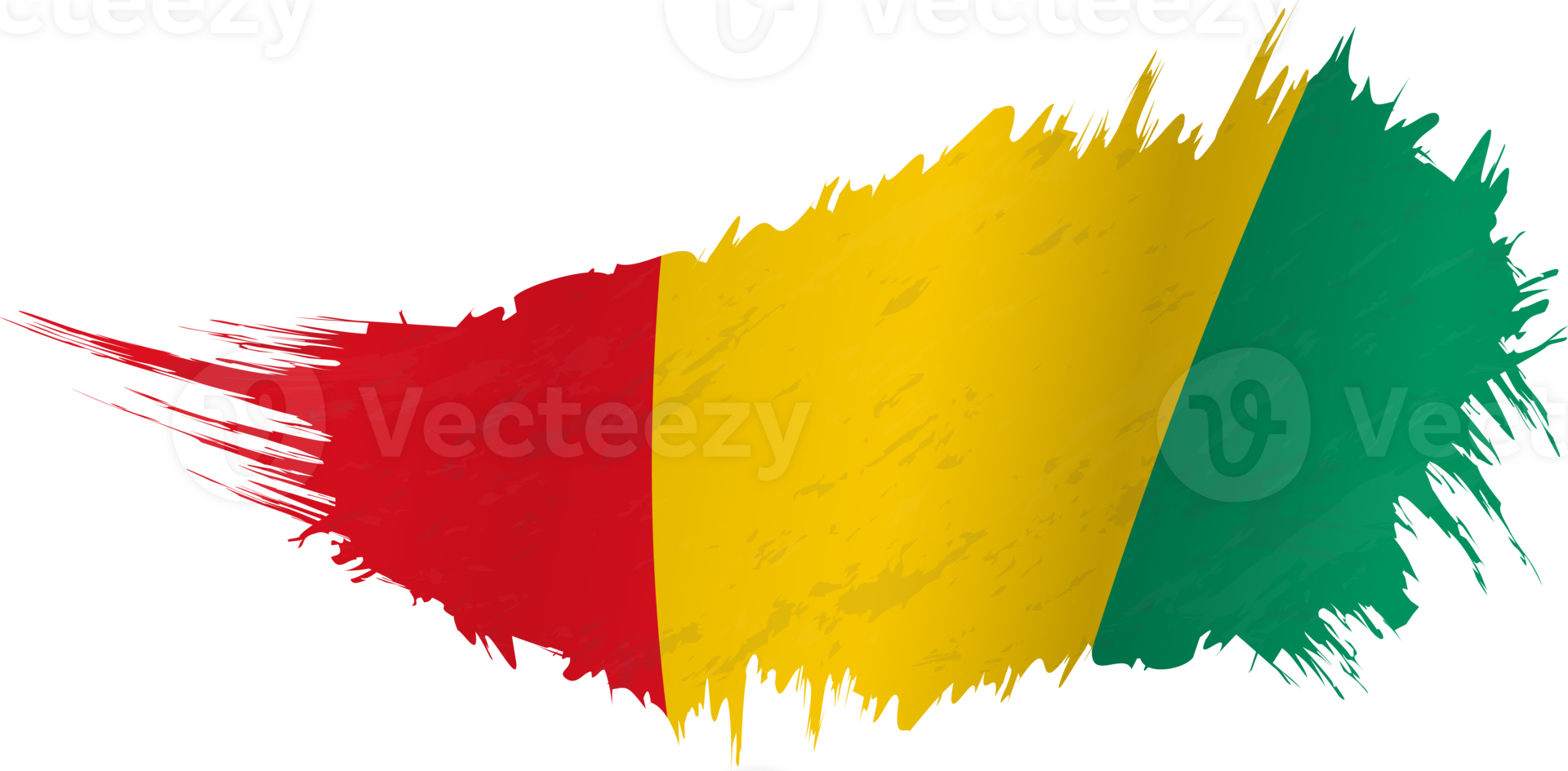 Flag of Guinea in grunge style with waving effect. png