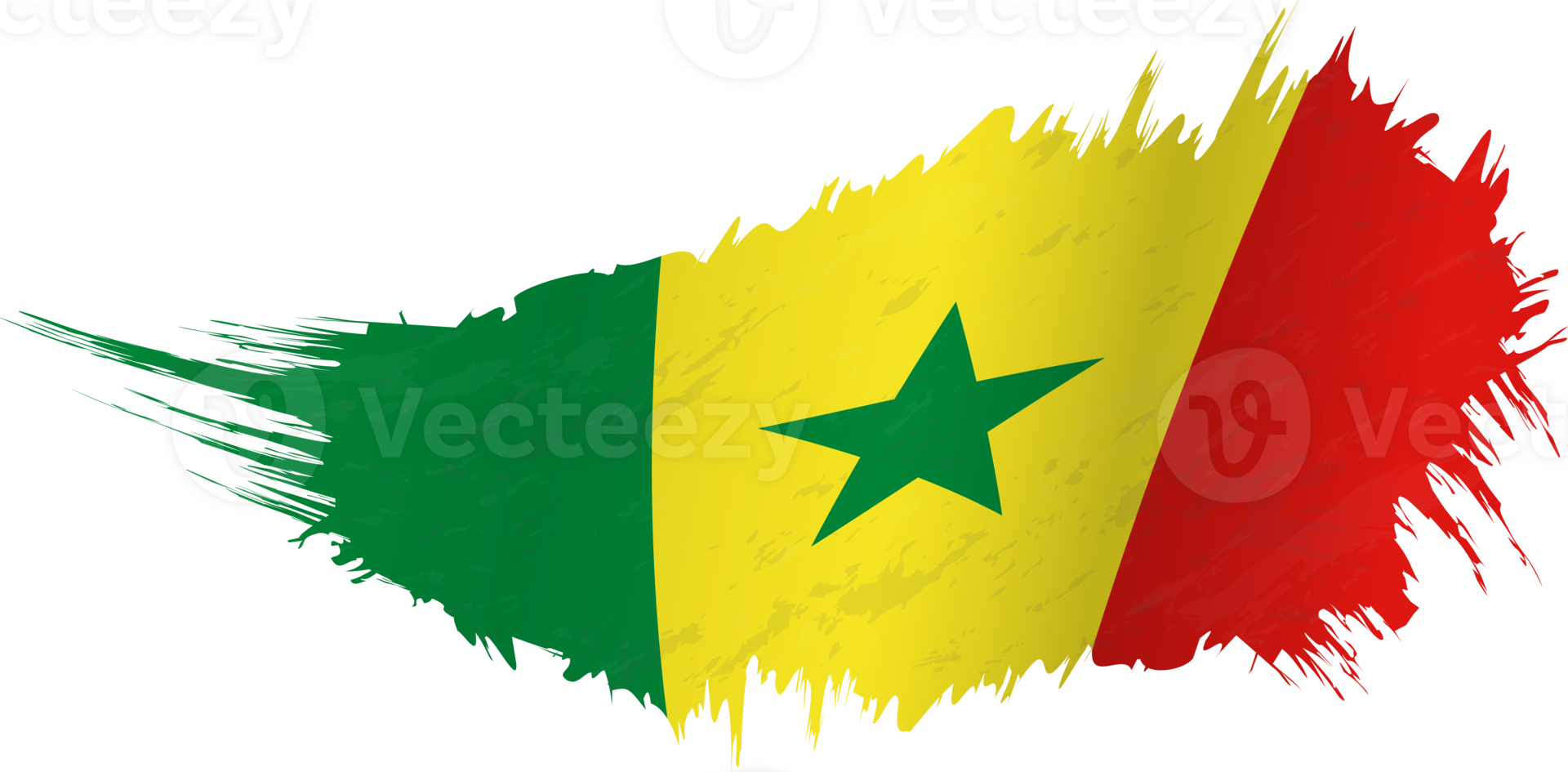 Flag of Senegal in grunge style with waving effect. png